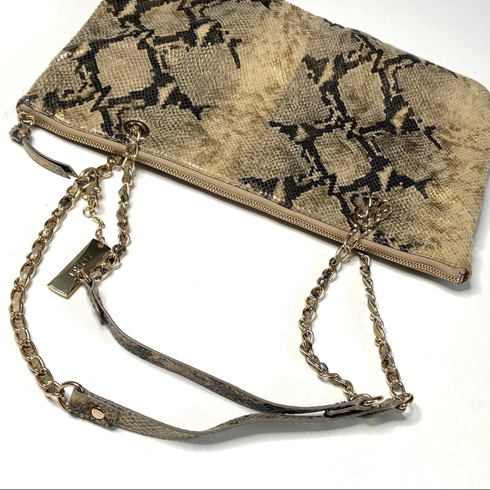 Dkny Python Print Leather And Chain Shoulder Bag - image 8